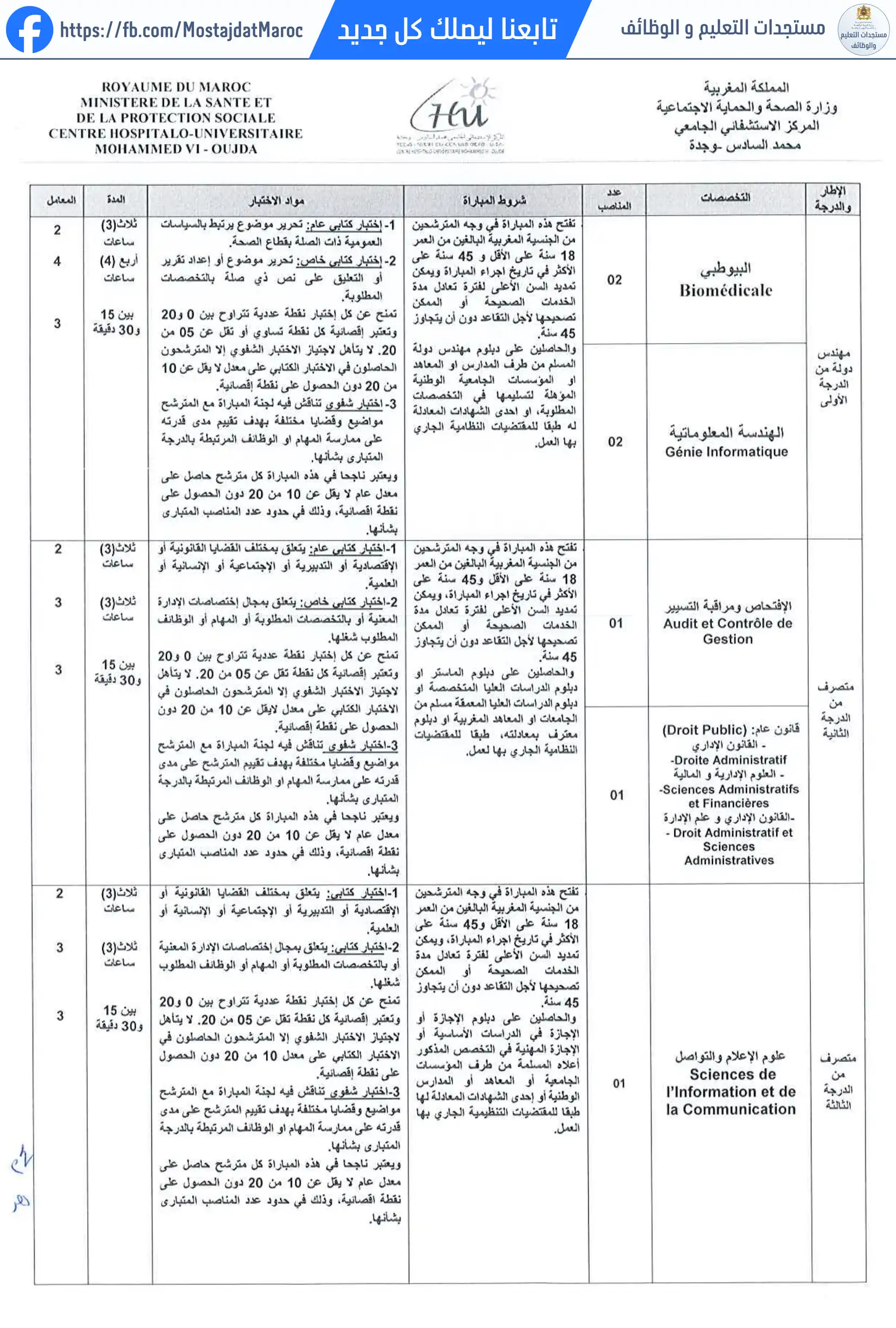 مباراة لتوظيف متصرف من الدرجة الثالثة - سلم 10 - 2